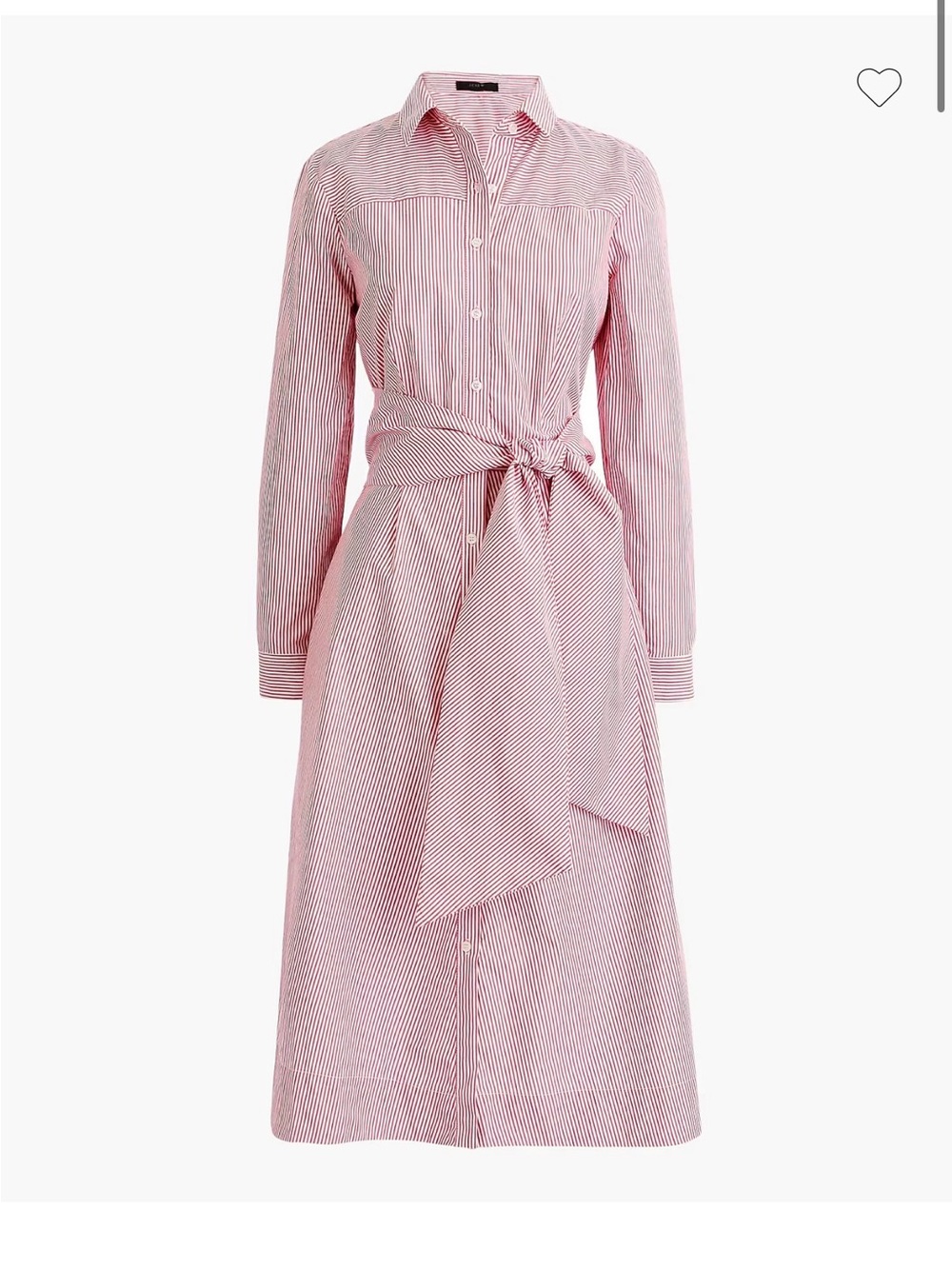 Tie waist shirt dress in red and white stripe size 0.